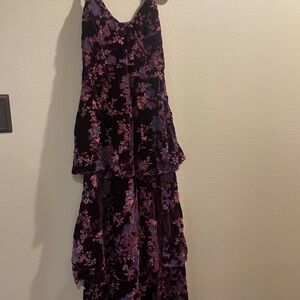 Lulus Floral Velvety Maxi Dress